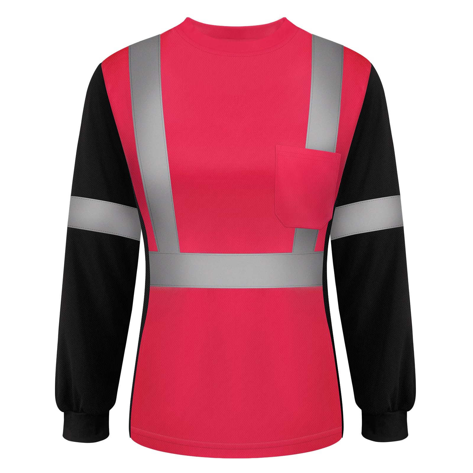 TCCFCCT Hi Vis Shirts for Women Class 3 Safety Shirt for Women Construction Work with Long Sleeves, Hi Vis Shirts for Women Driver and Night Running,