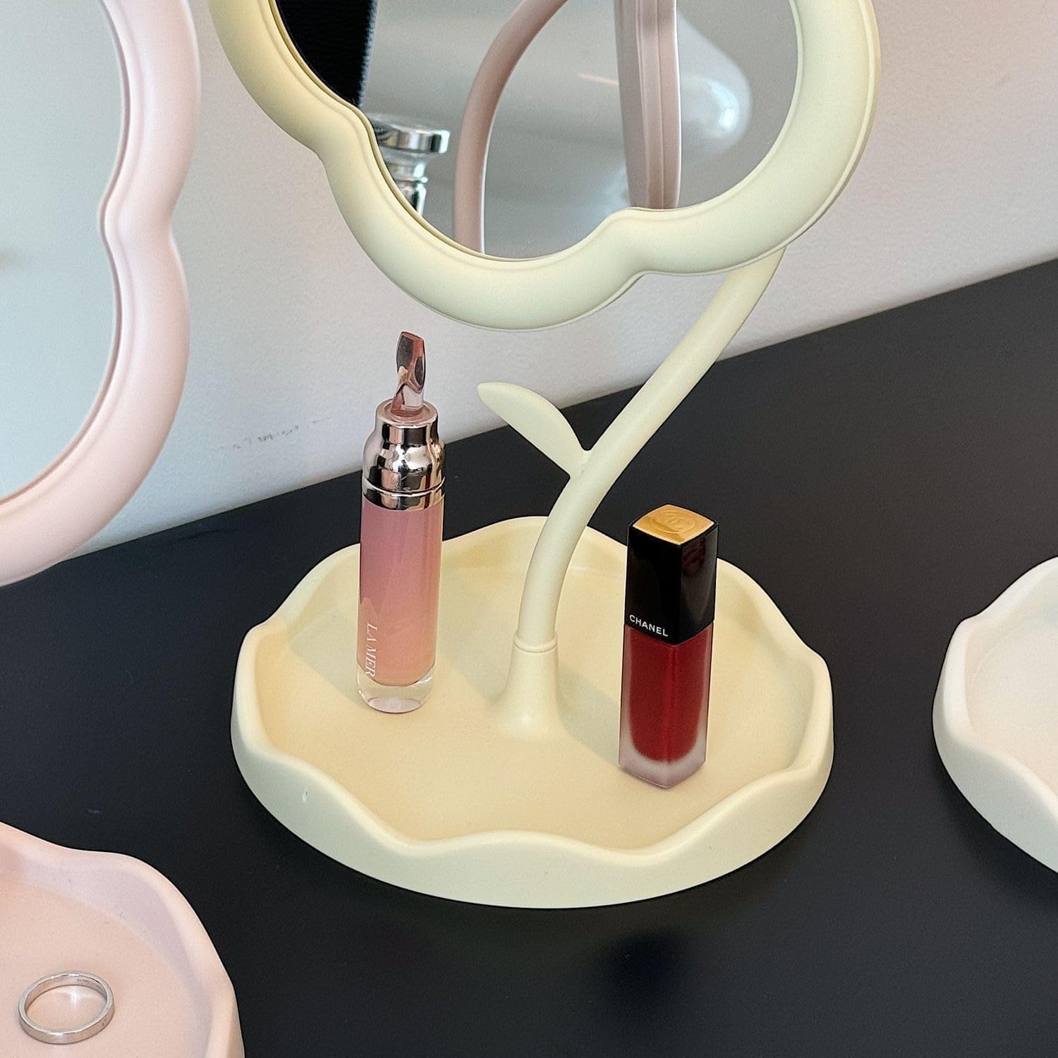 draval Pastel Flower Mirror for Girls | Vanity Mirror with Storage Tray | Cute & Adjustable Desk Mirror 4