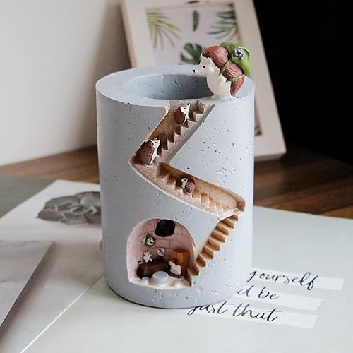 Vista 5 de Segreto - Macetas creativas para plantas suculentas, contenedor de pinceles, decorativas para escritorio, jardín, sala Familia de fuentes Hedgehog