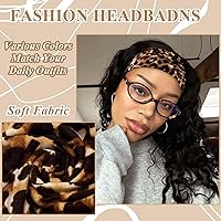 Vista 3 de Diademas bohemias para mujer, bandas anchas para la cabeza, turbante anudadas, bufanda para el pelo a rayas, diadema con estampado de leopardo