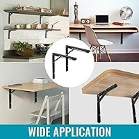 Vista 3 de Soportes plegables para estantes de 24 pulgadas, soporte de estante plegable de metal resistente para mesa de banco, bisagra de estante montado