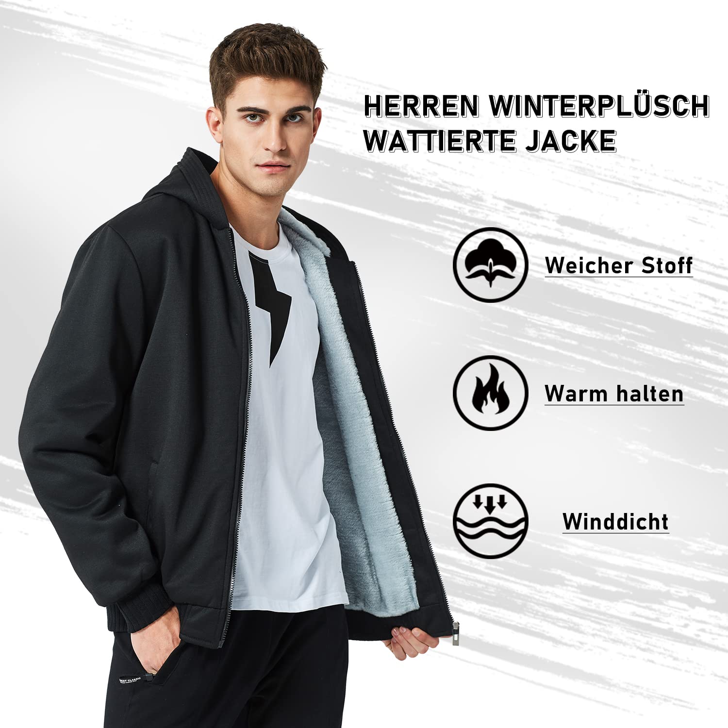 MANLUODANNI Kapuzenpullover Herren, Men's Hoodie Dicker Pullover Jacke Sweatjacke Fleece Kapuzenjacke Classic Sweater Casual Kapuzenpulli Sweatshirt Mit Reißverschluss