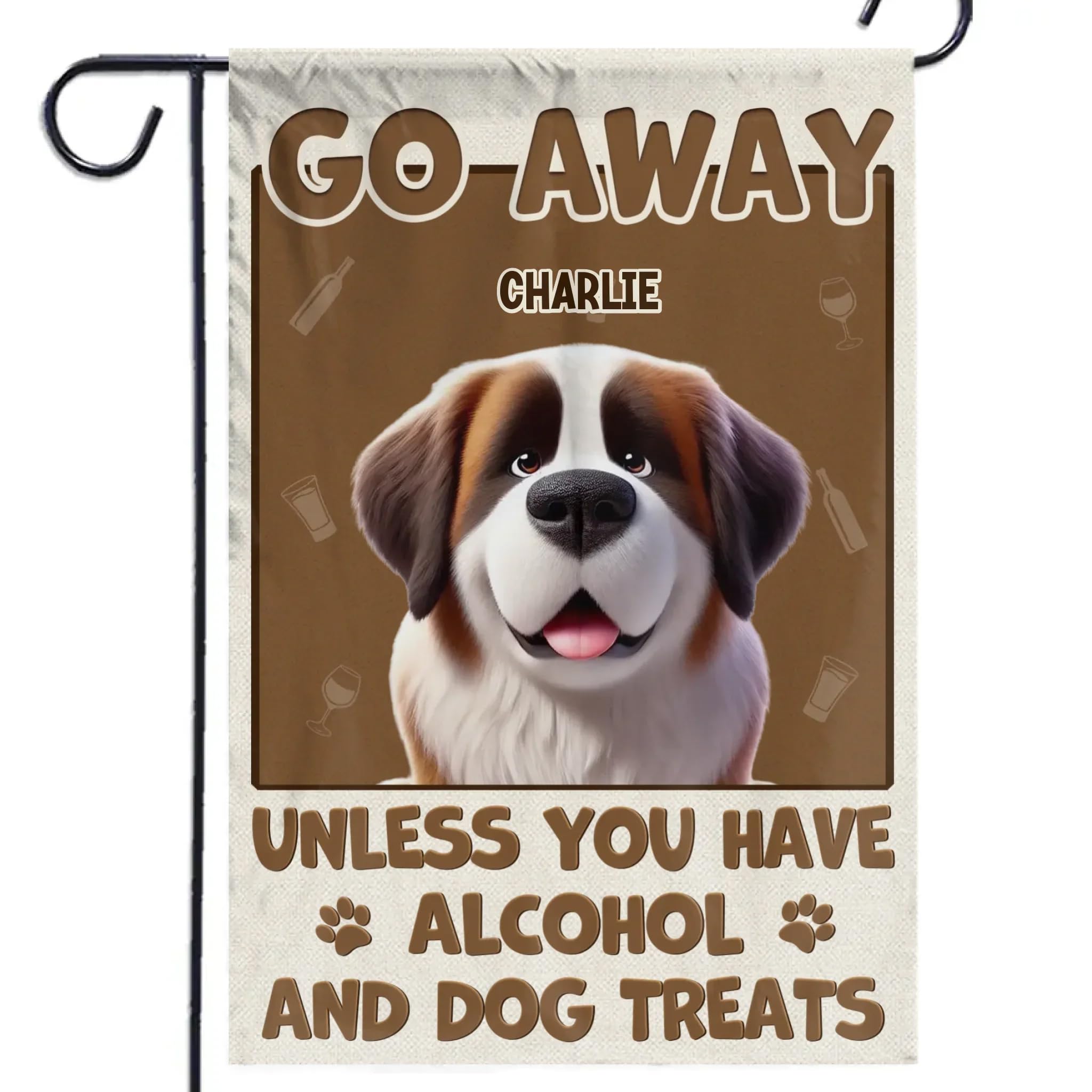 Joy Crafters Go Away Unless You Have Alcohol And Dog Treats Personalized Garden Flags for Outside, Mothers Day Birthday Gifts for Dog Lovers Women,