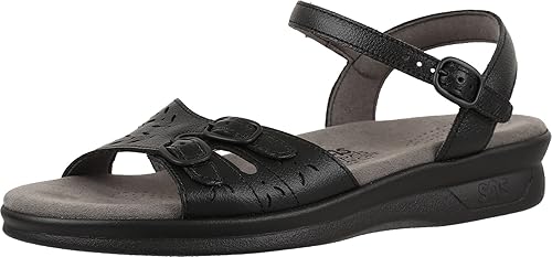 SAS Duo Strap Sandalias para mujer, parte superior de cuero con detalles de corte láser, sandalias casuales resistentes y transpirables, Mujer US