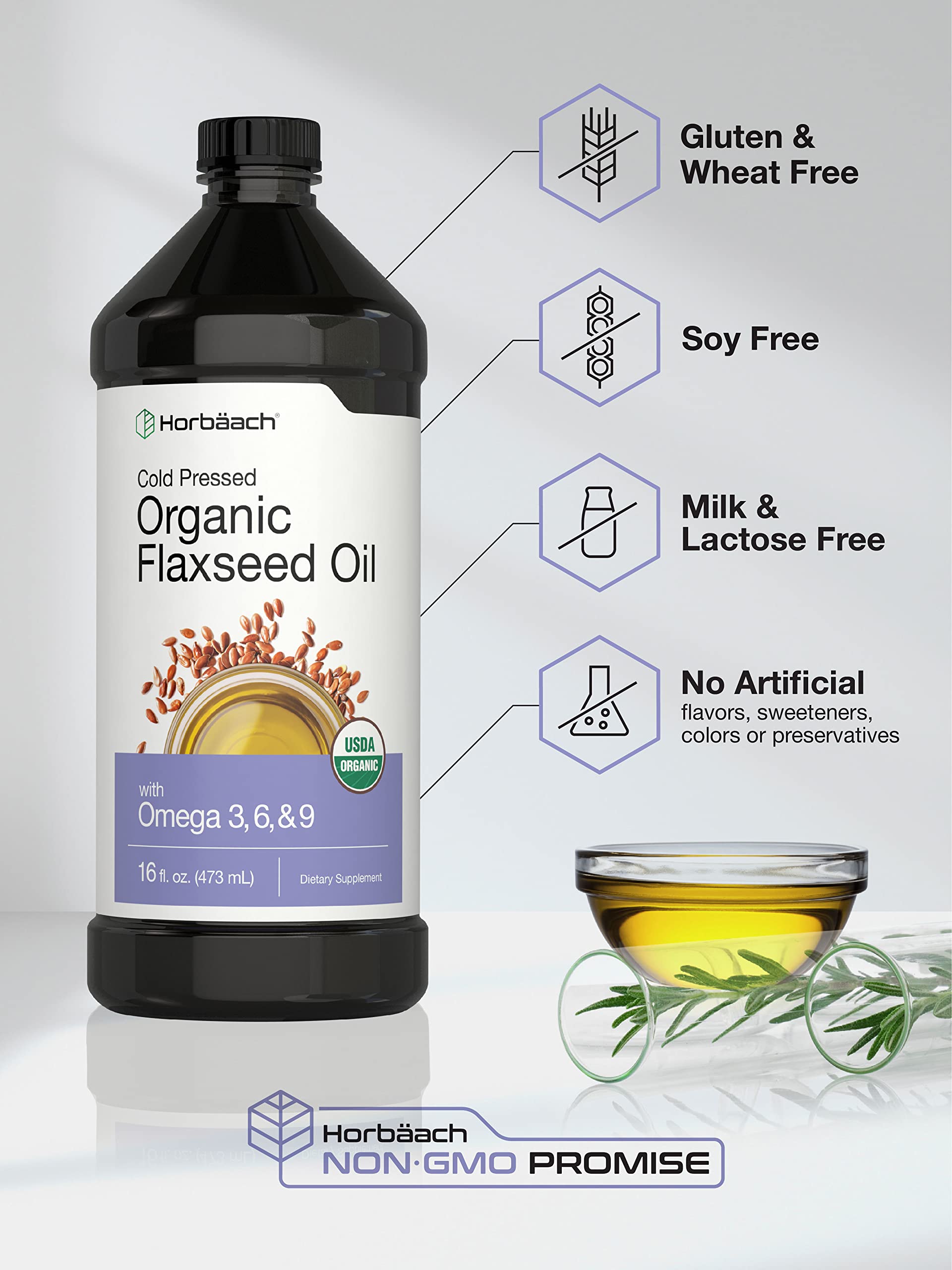 Horbäach Organic Flaxseed Oil | 16 fl oz (Pack of 3) | Cold Pressed — Amazon image 4