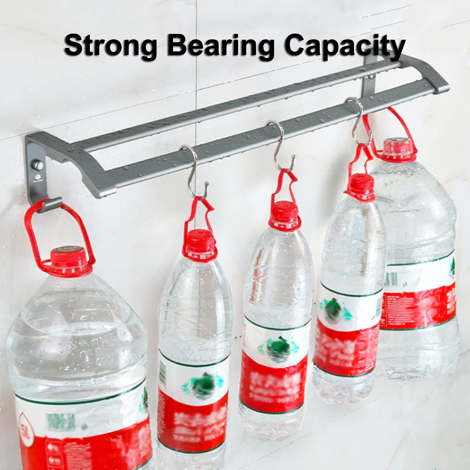Doppio portasciugamani 110/120 cm, portasciugamani a Parete per Bagno o Cucina, mensole multifunzionali per portasciugamani (Dimensioni : 60cm)