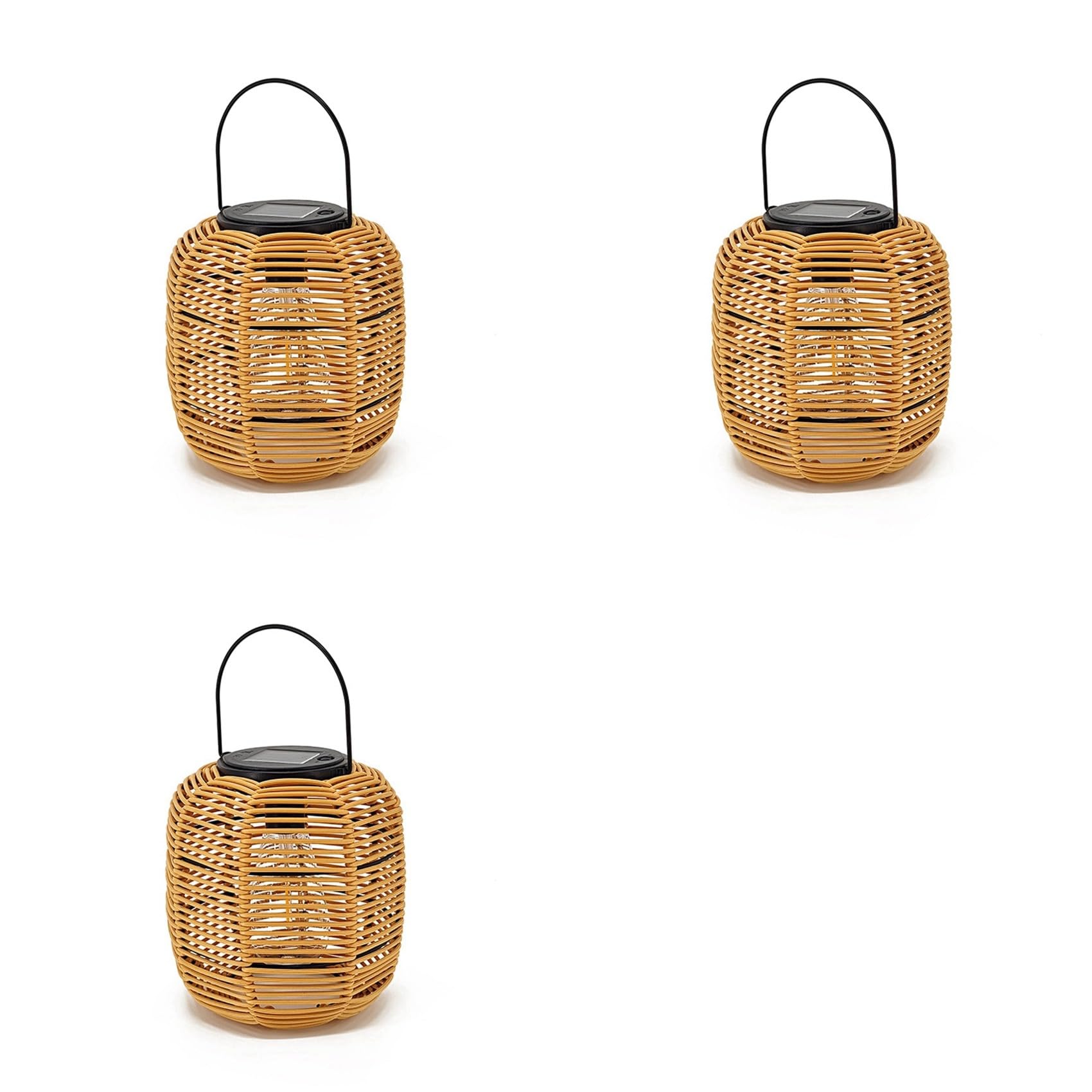 Hndhbfgrt 3X Solar Rattan Hanging Lantern,Solar Lantern with Handle Solar Outdoor Lantern Decorative Lights for Garden Yard