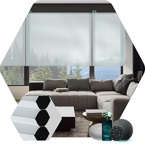 Yoolax Persianas celulares motorizadas compatibles con Alexa, persianas motorizadas para oscurecer la habitación, persianas inteligentes de panal