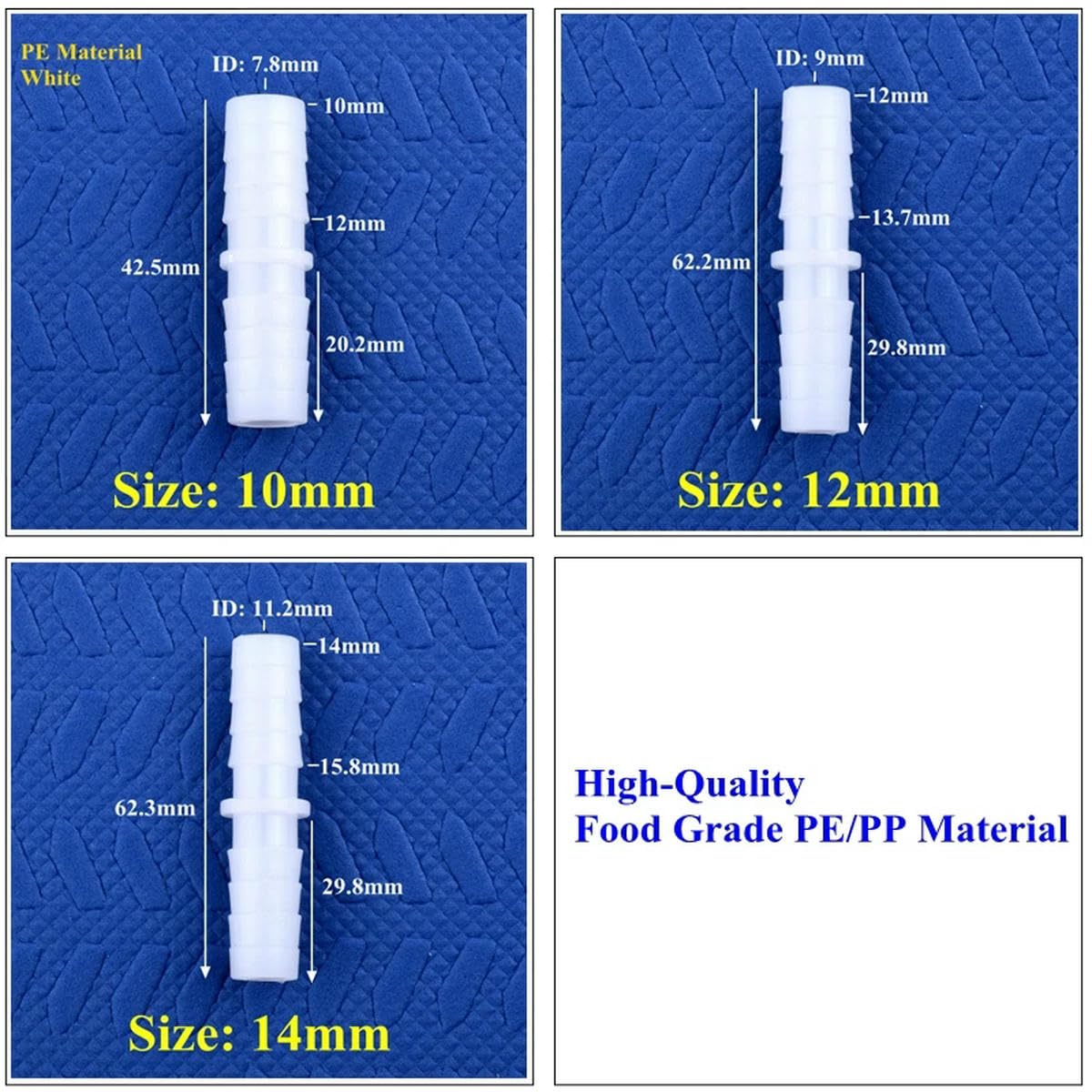5 ~ 200 conectores directos de plástico de grado alimenticio de 4 a 14 mm de diámetro igual para acuario, pecera, bomba de aire, manguera, manguera, accesorios de tubería de agua, 200 piezas, 8-8 mm