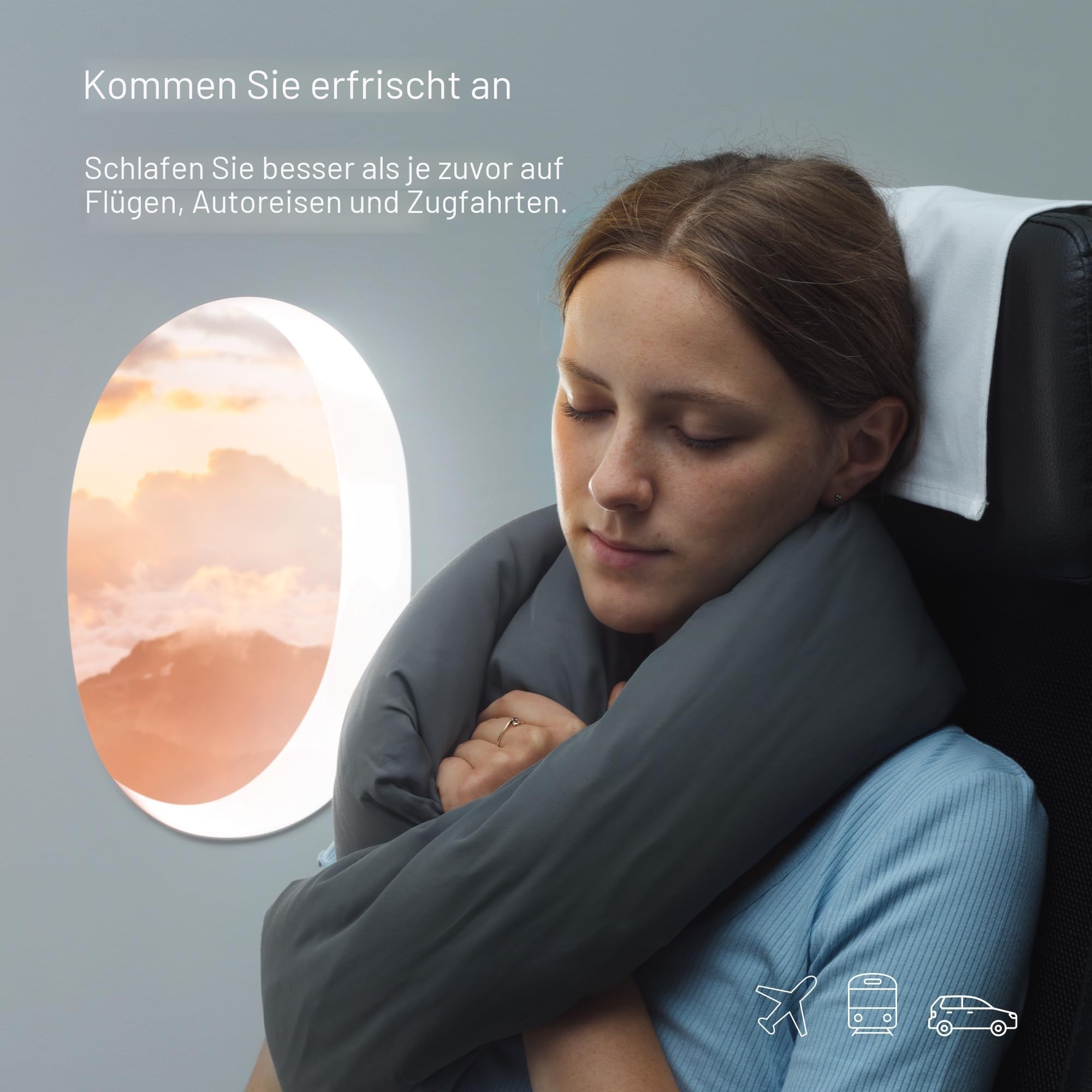 Huzi Design Infinity Pillow - Reisekissen Nackenkissen Ideal für Reise Büro Entwurf Weiches Nackenstützkissen (Marineblau)