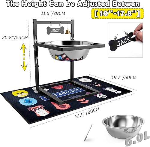 Miniatura 10 de SHAINFUN Cuencos elevados para perros y gatos medianos, soporte elevado para gatos o perros con altura ajustable y dos cuencos de acero inoxidable