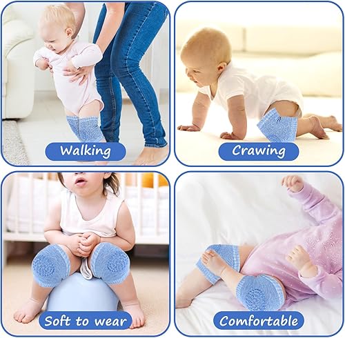 Miniatura 8 de COMNICO 3 pares de rodilleras para bebé, transpirables, antideslizantes, almohadillas suaves para las piernas, unisex, cómodas, tobilleras para