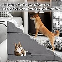 Vista 6 de Dog Stairs & Steps for High Beds 30-36 inches High Tall, LitaiL 7-Steps Non-Slip Pet Stairs for Small, Older Pets, Sturdy Dog Ramp with Removable