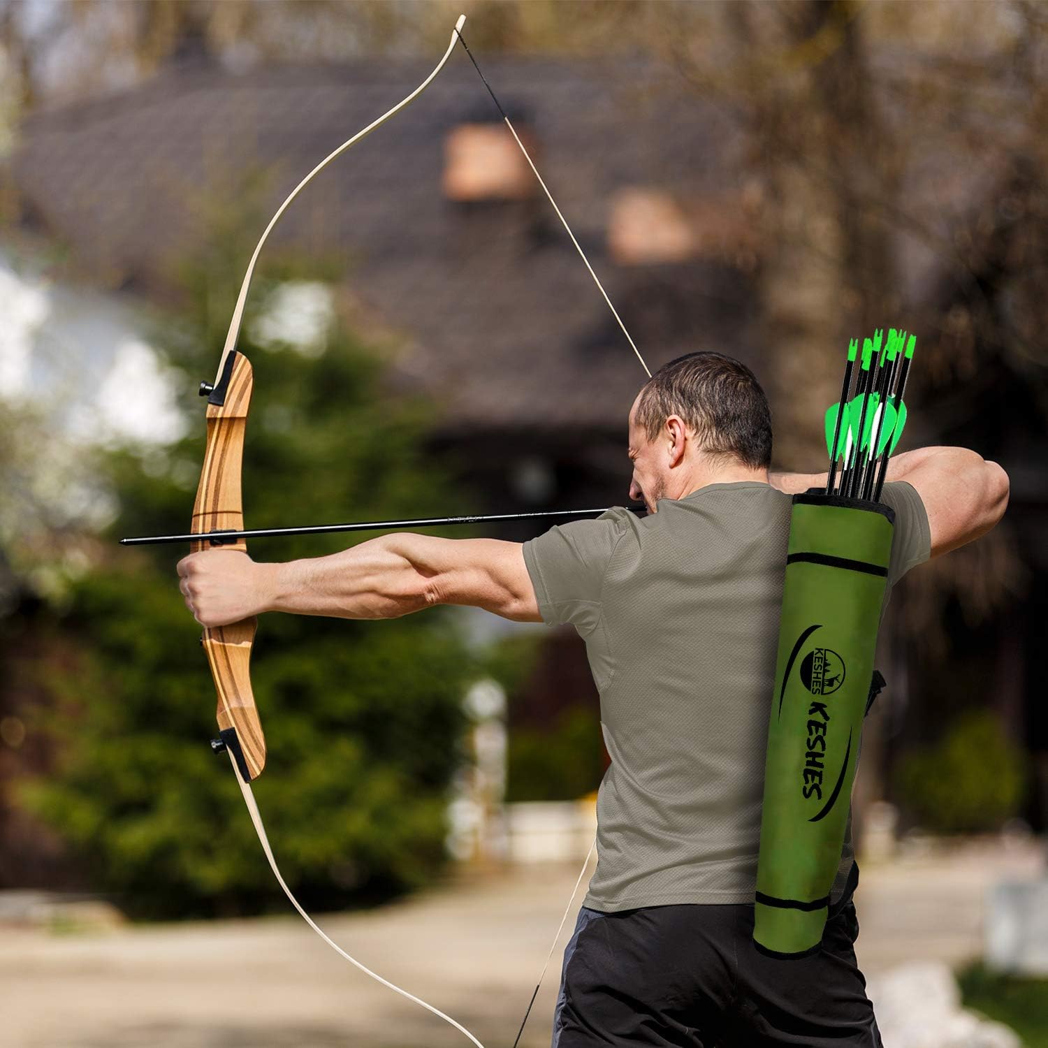 KESHES Archery Back Arrow Quiver Holder - Adjustable Quivers for Arrows, for Bow Hunting and Target Practicing; Youth and Adults (Green) : Sports & Outdoors