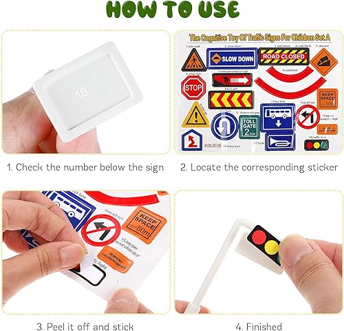 Miniatura 4 de 1 juego de señales de tráfico para jugar, juego de señales de carretera para automóvil y tren para niños, señales de tráfico para niños, conos de