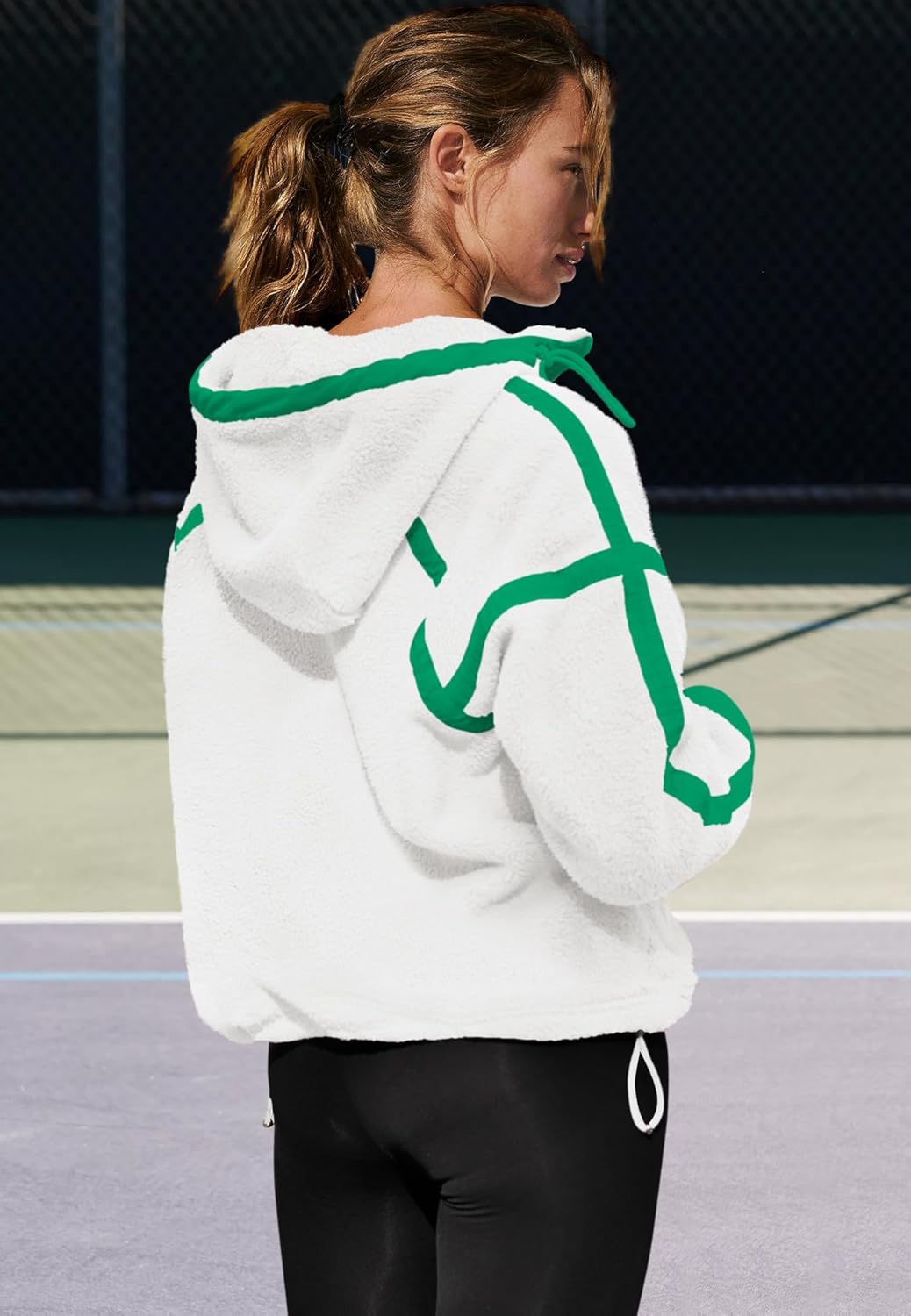 Panadila Womens Half Zip Fleece Pullover Oversized Hoodies Fuzzy Hooded Sweatshirt Cozy Sherpa Jacket - Image 4