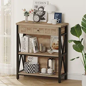 FATORRI Rustic Bookshelf with Drawer