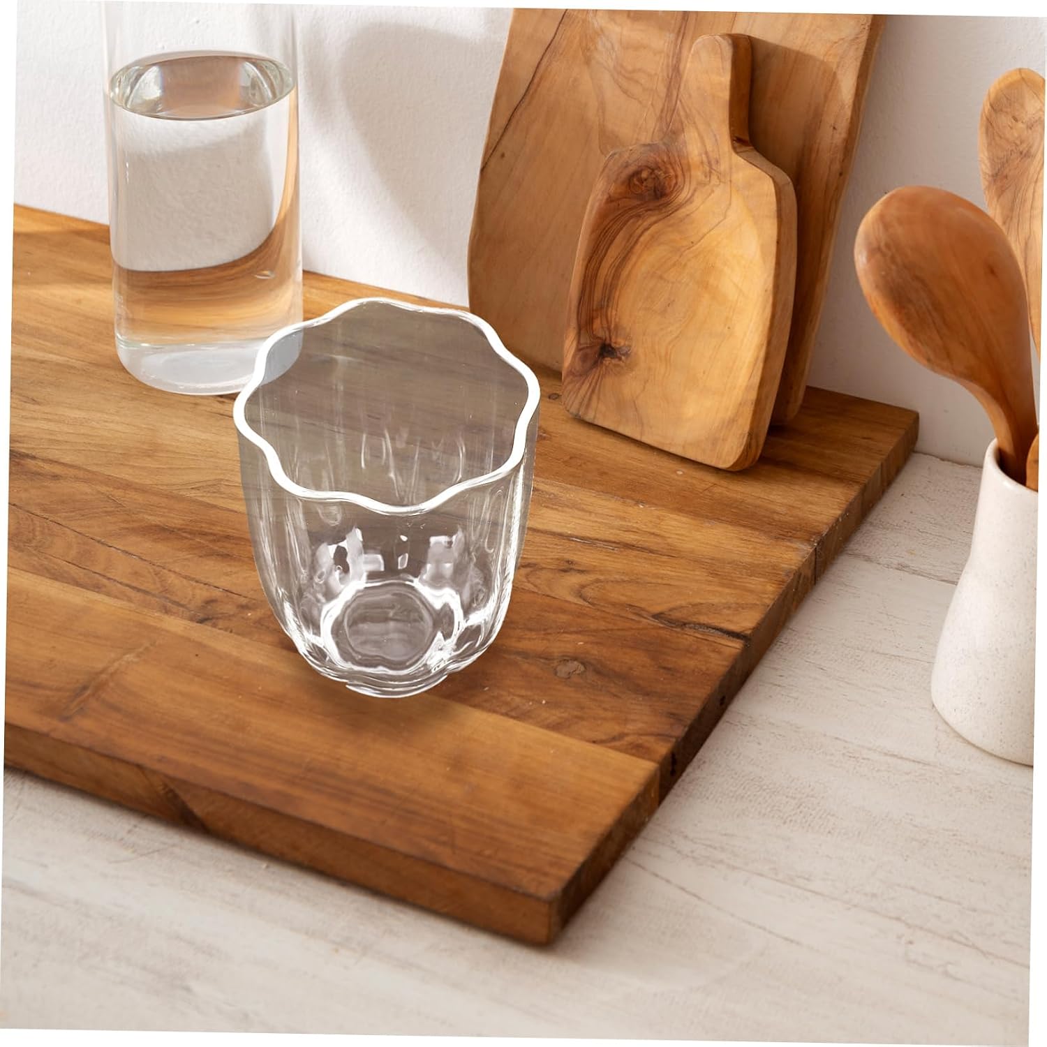 Ciieeo Ribbed Beverage Mugs Irregular Shaped Drinking Cups for Coffee Tea and Cocktails Elegant Clear Glassware for Personal Use and Everyday Enjoyment
