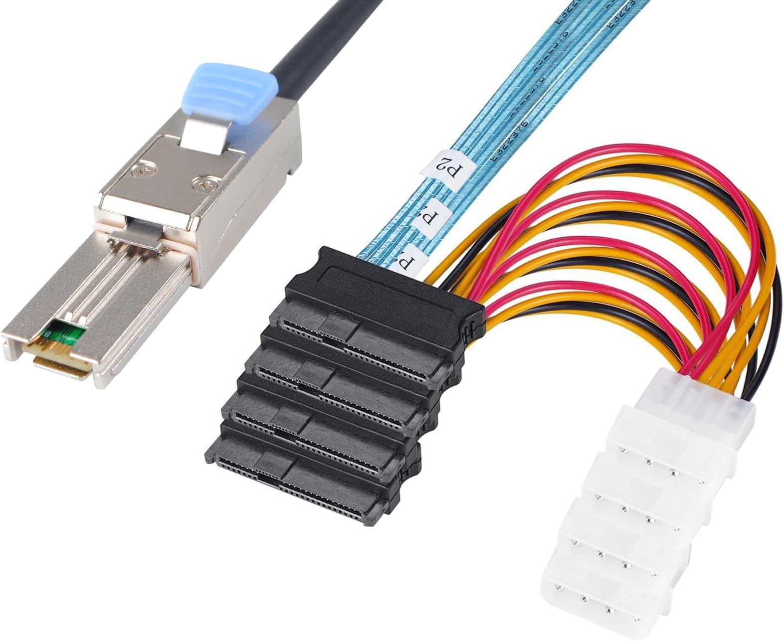 2PCS Mini-SAS SFF-8088 26P to 4 X SAS SFF-8482 29 Pin with Power Cable 1 Meter 3.3FT