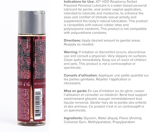 Miniatura 2 de JO HO Lubricante con sabor a frambuesa  Lubricante personal comestible a base de agua, rábasco de frambuesa sin azúcar  4 fl oz