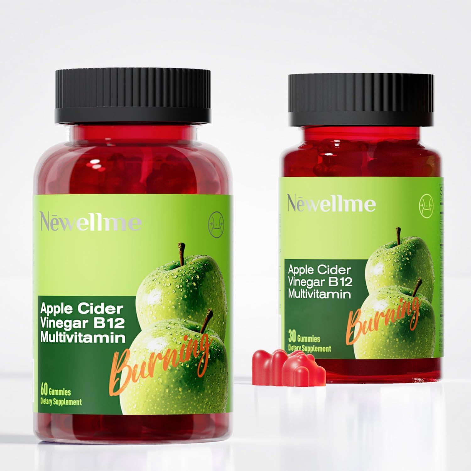 NEWELLME Apple Cider Vinegar Gummies B12 Multivitamin -ACV Supplement Gummy Vitamins, Energy & Detox | Vegan, Non-GMO & Gluten-Free (90)
