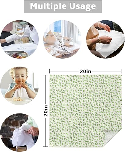 Miniatura 5 de Paquete de 6 servilletas de tela para decoración de mesa, flores verdes de granja de 20 x 20 pulgadas, de algodón, absorbentes, reutilizables, para