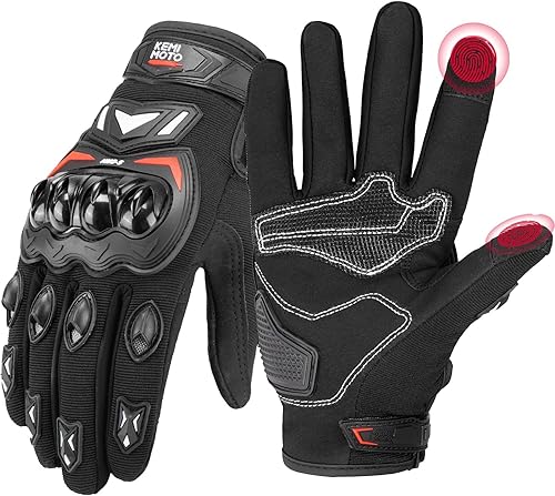 Miniatura 8 de KEMIMOTO Guantes de motocicleta para hombre, guantes de conducción con pantalla táctil con nudillos duros para deportes al aire libre en