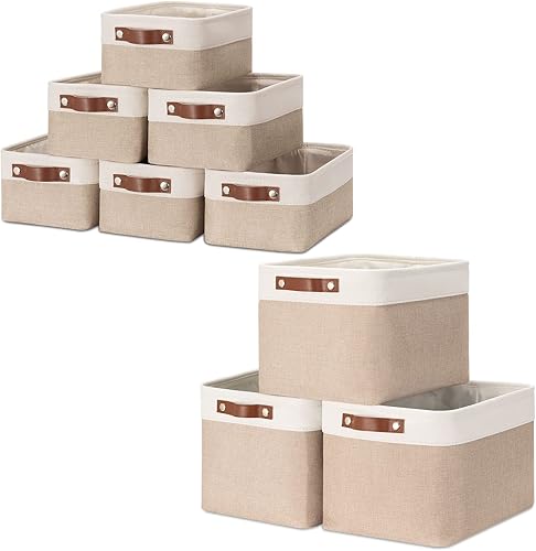 HNZIGE Canastas de almacenamiento plegables para organizar estantes, armario, dormitorio, contenedor de almacenamiento perfecto con asas para