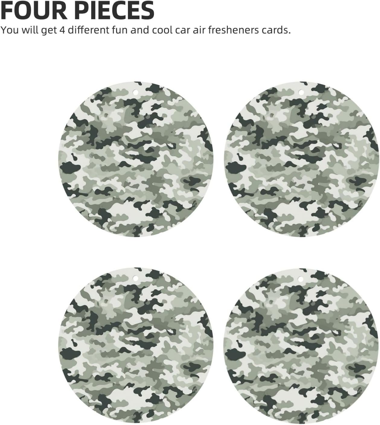 White camouflage Car Air Fresheners Cards Set of 4 Pieces, Long-Lasting Auto Aromatherapy Tablets Gifts Car Rearview Mirror Pendant Hanging Scented Cards for Wardrobe Bathroom image 2