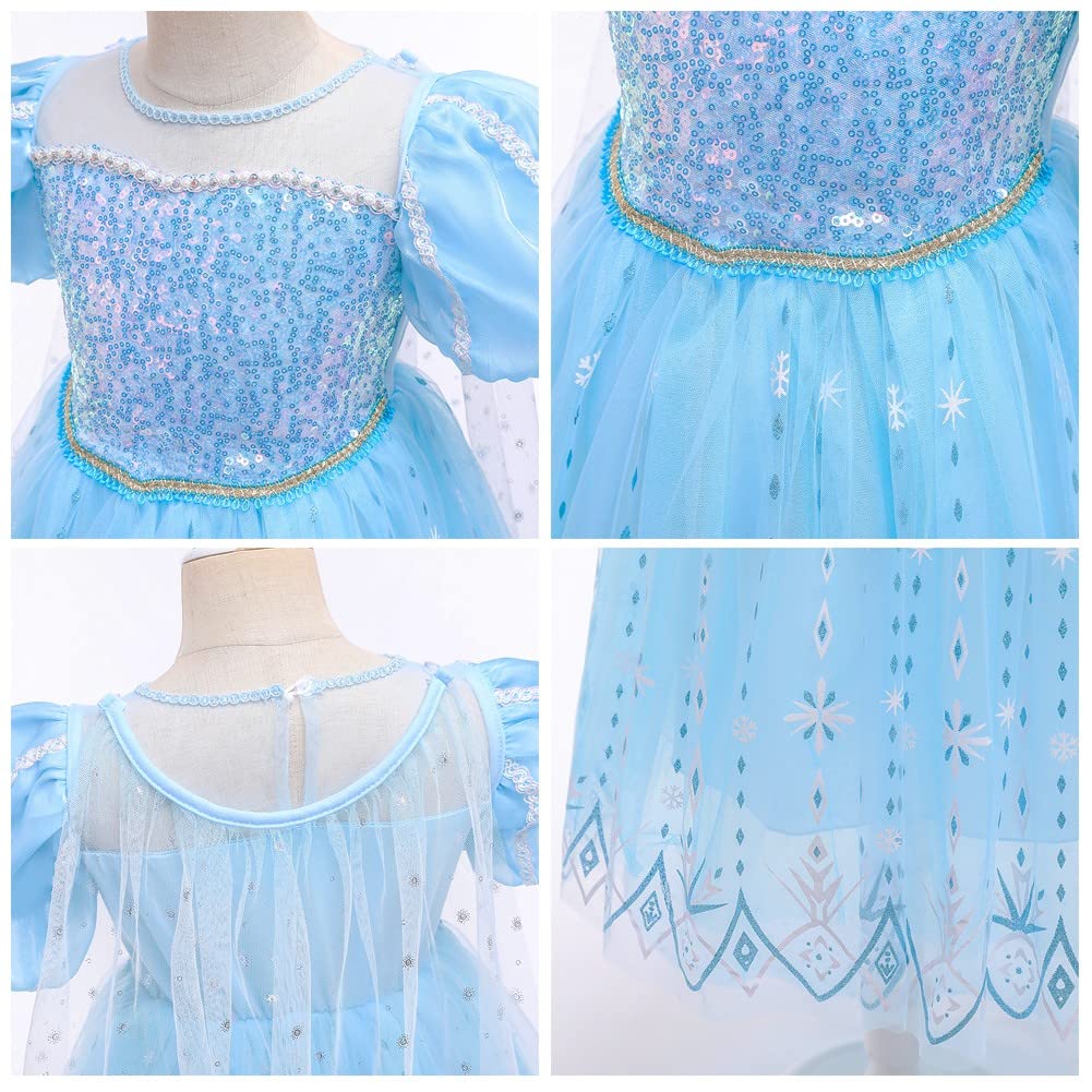 MYRISAM Dziewczęcy kostium księżniczki, mrożona elsa, fantazyjna sukienka, karnawał, Halloween, impreza cosplay, Boże Narodzenie, urodziny, suknia z akcesoriami