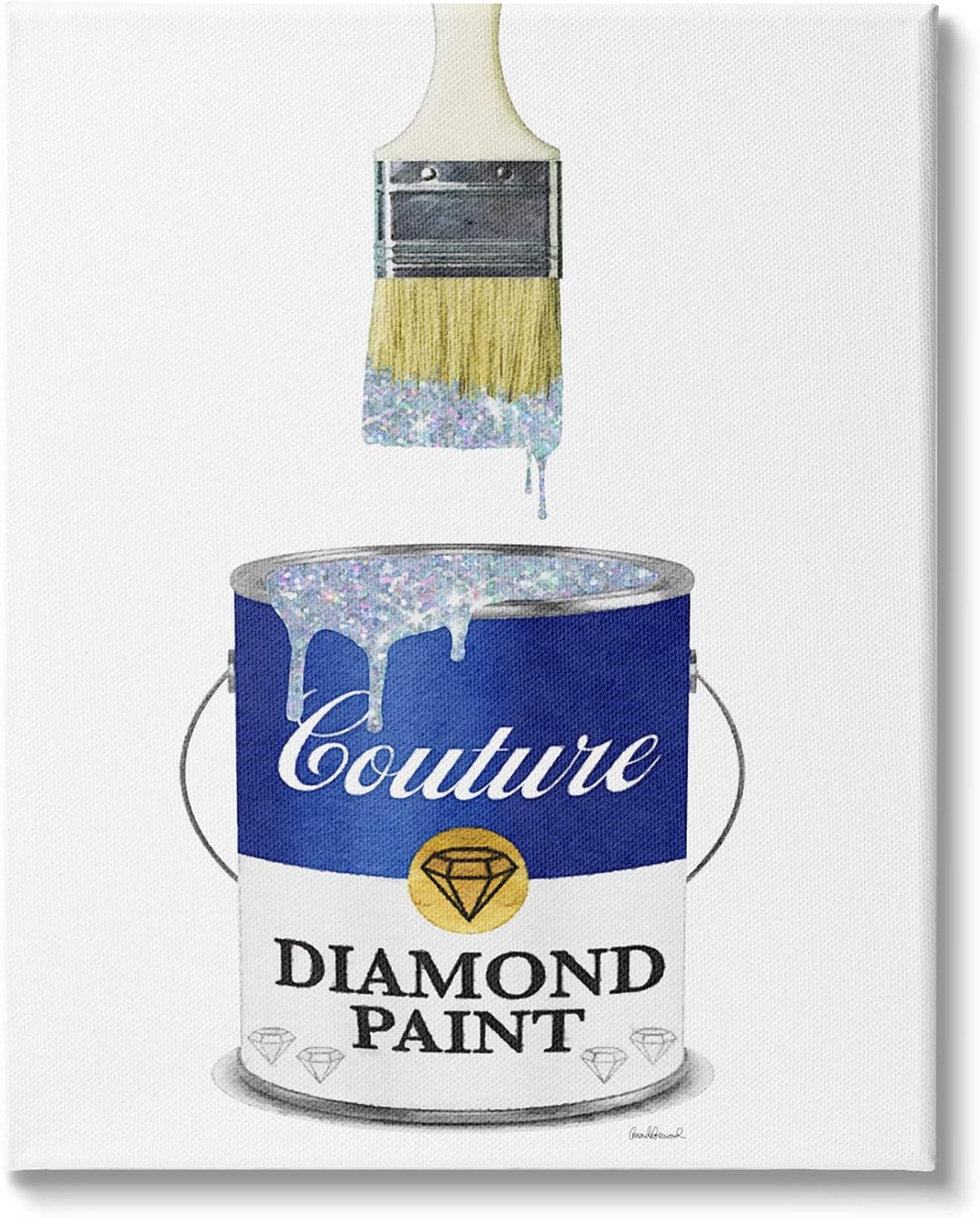Stupell Industries Glam Bold Blue Diamond Paint Can Fashion Brush