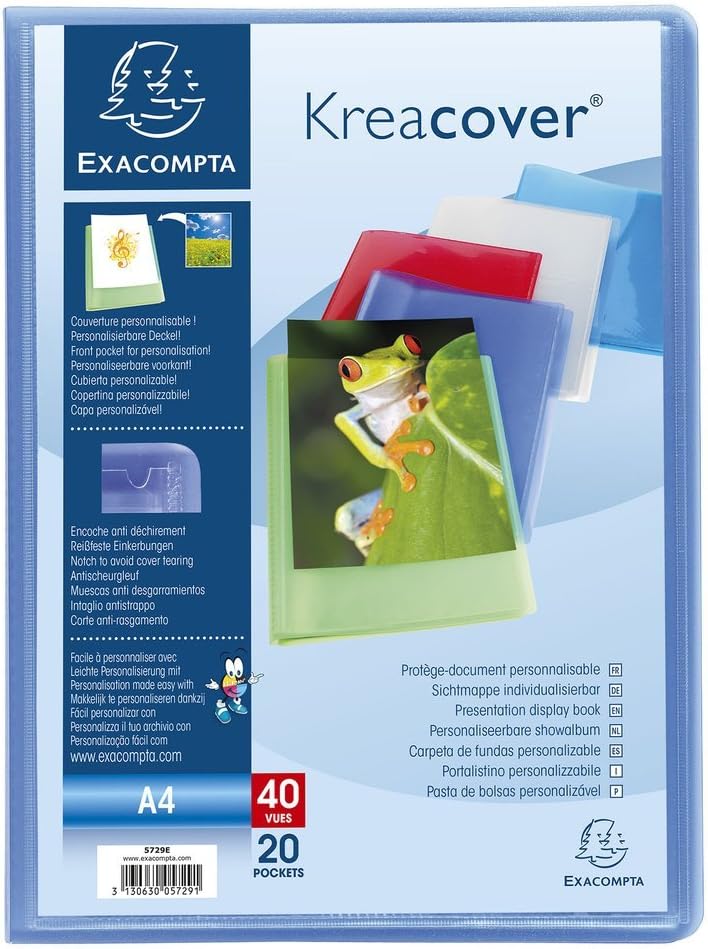 Raccoglitore A5 Exacompta Kreacover - 20 Tasche Trasparenti, Copertina Semirigida, 5 Colori Pastello - Foto 7