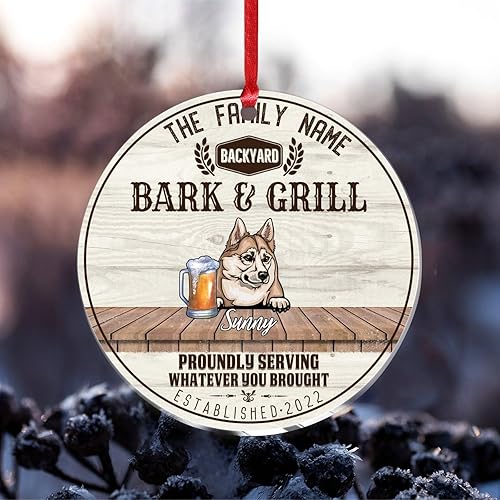 Vista 36 de SILYHEART Presa Canario Christmas Acrylic Ornament Dogs Welcome Ceramic Christmas Keepsake Family Dog Name Funny Christmas Memorial Gifts for Mom