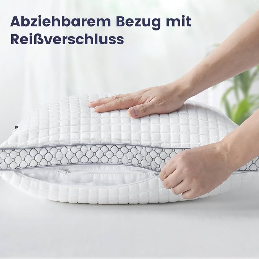BedStory Kissen Set (2 Stück) 50x80 Cm – Verstellbare Füllung Aus Memory-Schaum & Fasern, Mit Waschbarem Bezug