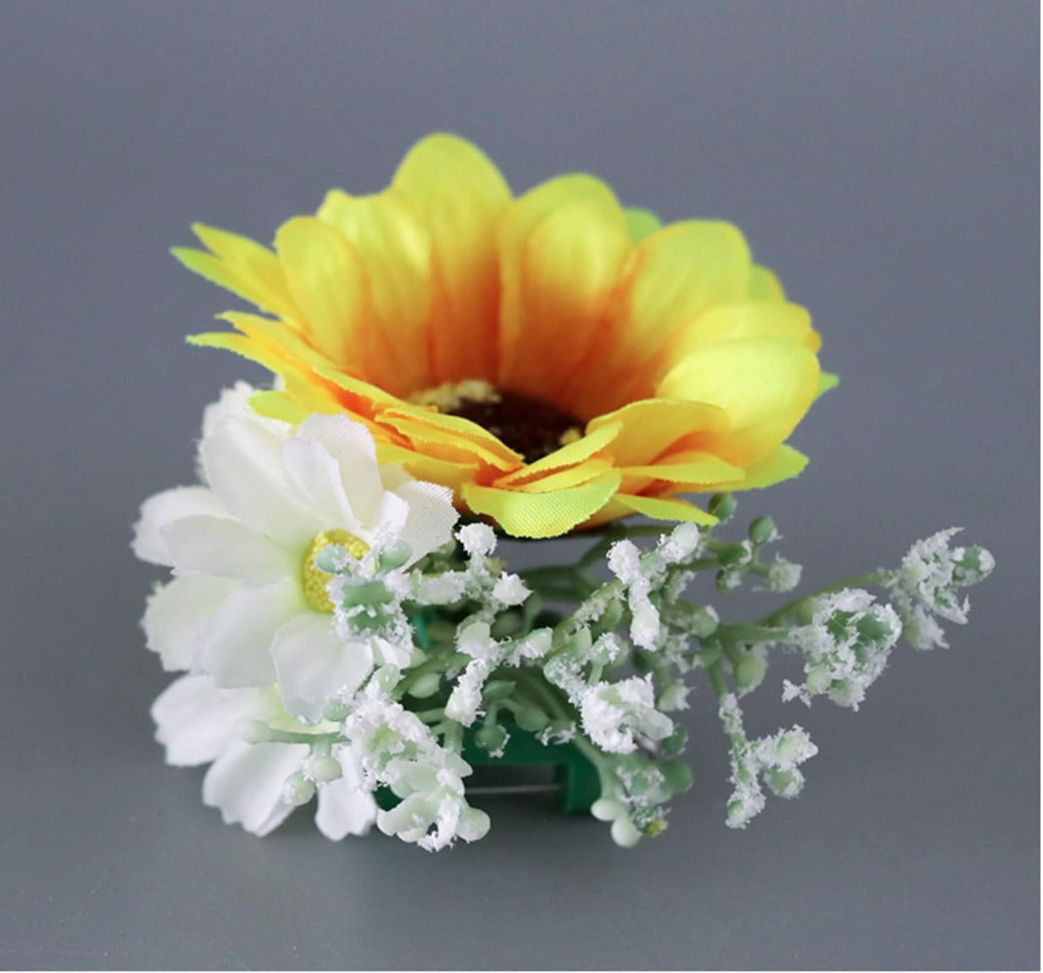 Artificial Sunflower Boutonniere Groom Boutonniere Man Buttonholes Corsage Wedding Flowers Set Party Decoration (Twine,6)