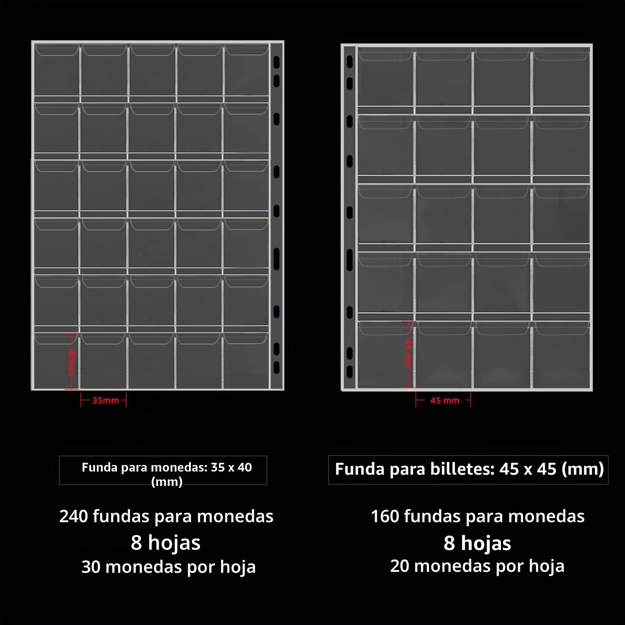 Hontom Álbum de colección de monedas para coleccionistas con cerradura, 400 bolsillos ignífugos para monedas y 36 fundas de papel, organizador de almacenamiento de monedas para centavos, billetes