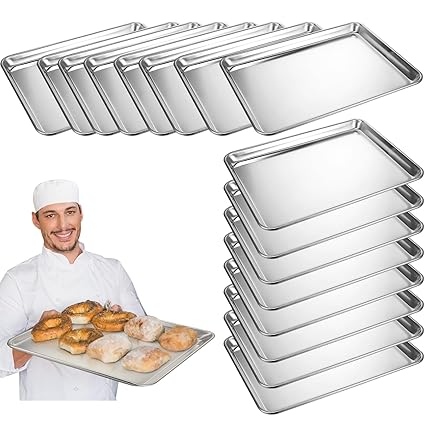 Zhehao 16 Pack Half Size Aluminum Baking Sheet 18 x 13 Inch Commercial Cookie Baking Sheet Pans Half Sheet Pan Rimmed Baking Pans for Oven Safe Business Party Bakery Baking Roasting Tray Pan