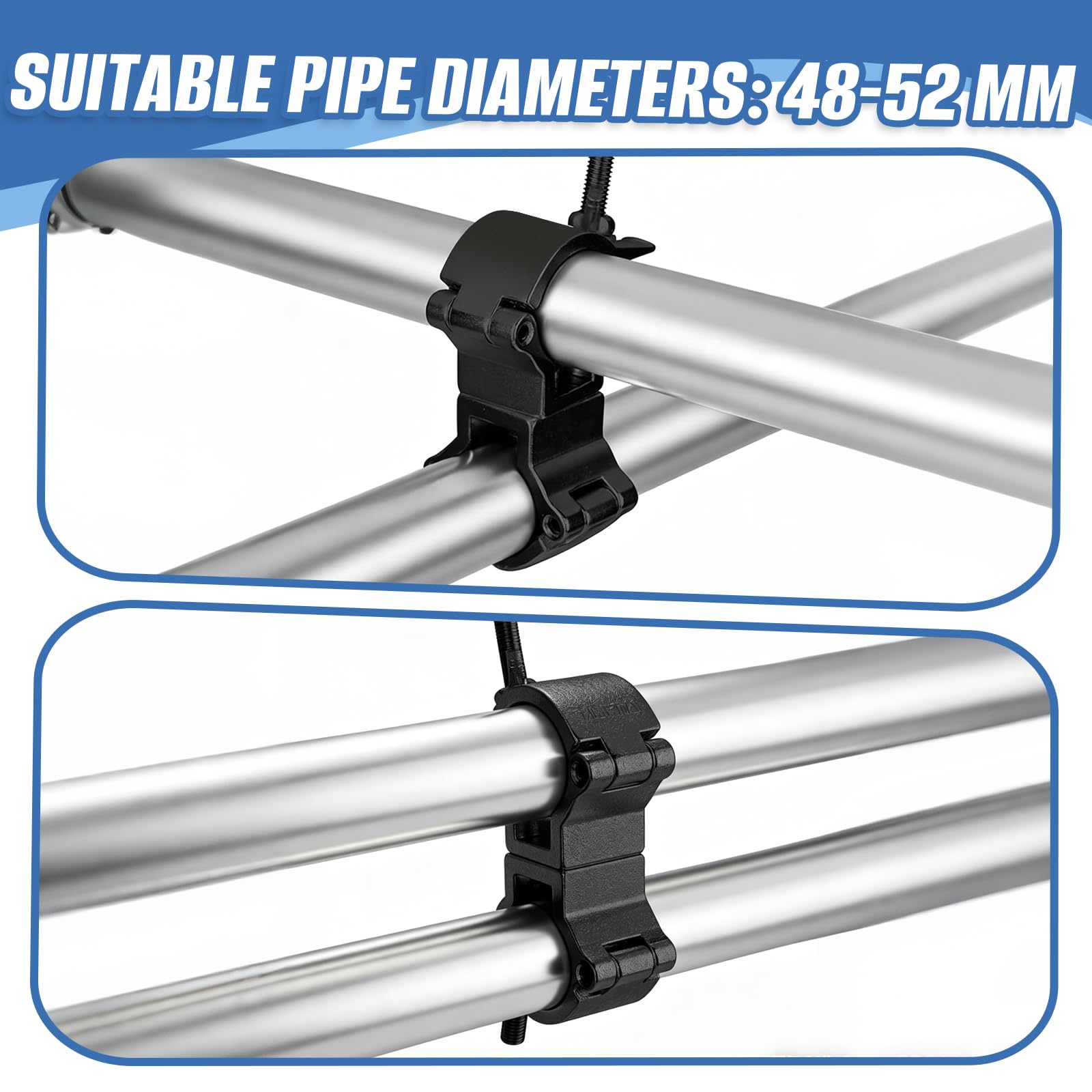 Abrazadera para Luces de Escenarios, 4Pcs Dual Truss Clamp de Aleación de Aluminio 48-52mm Giratorio Doble Gancho Truss Garras Truss Ganchos Abrazaderas deTubo Capacidad de 100 kg