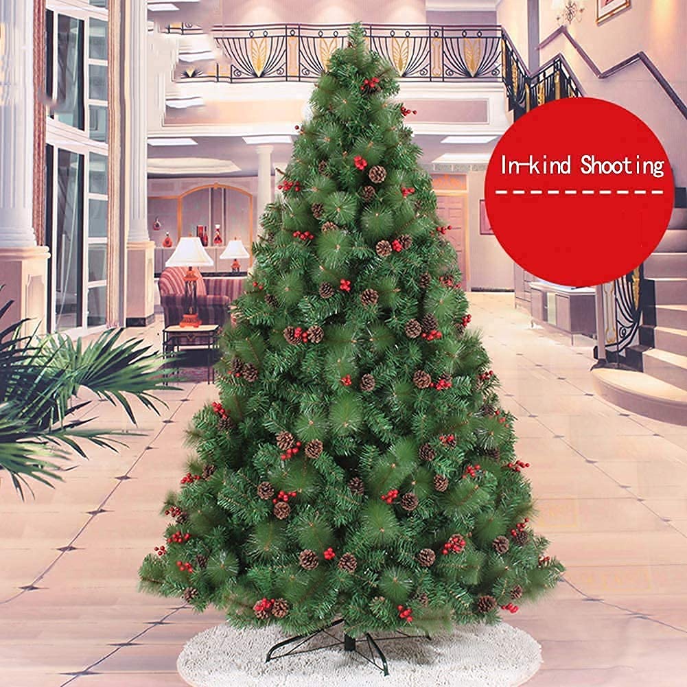 Choinka, Ozdoba Świerk Szyszki Sosnowe Ekologiczne Składane Choinki, Wstępnie Udekorowane Sztuczne Choinki Chr,Green,6.8Ft(210CM)
