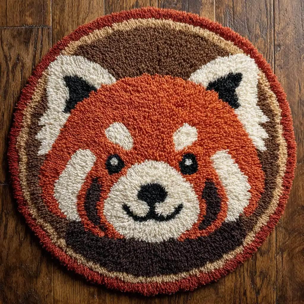 Round Latch Hook Rug Kits Panda For Adults And Starter 50*50Cm