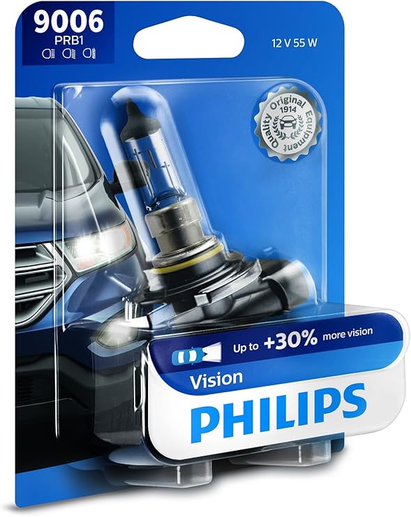 Philips 9006 Vision Upgrade Headlight Bulb with up to 30