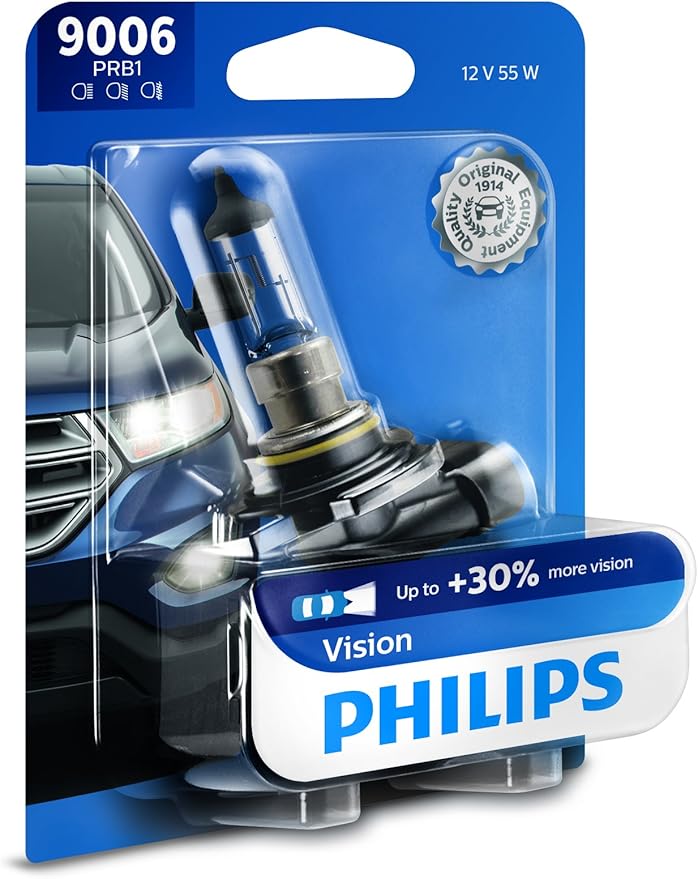 Philips 9006 Vision Upgrade Headlight Bulb with up to 30 More Vision, 1 Pack