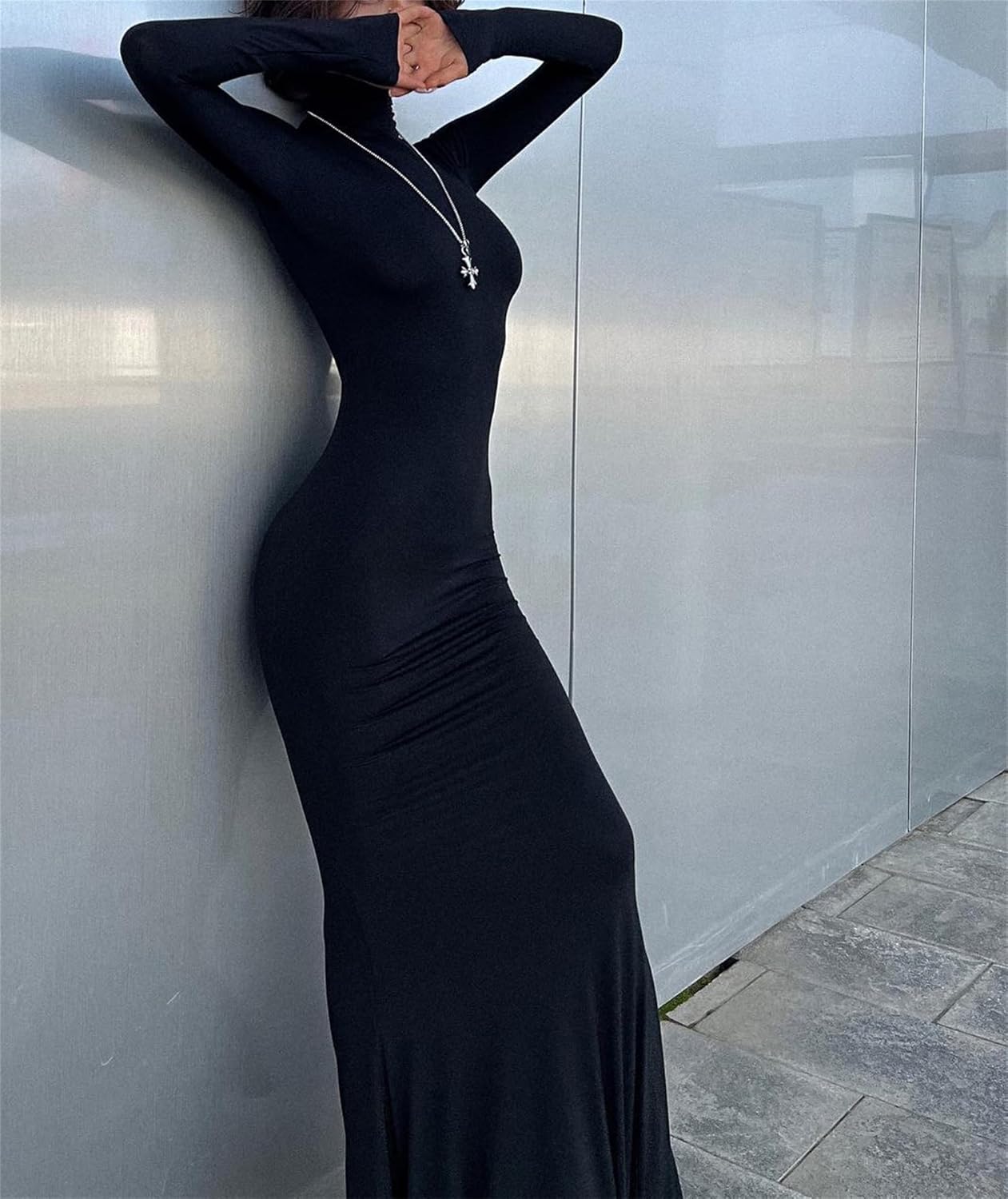 Long Sleeve Maxi Dress for Women - Casual Turtleneck Bodycon Formal Dresses Elegant Mermaid Hem 2026 - Image 4