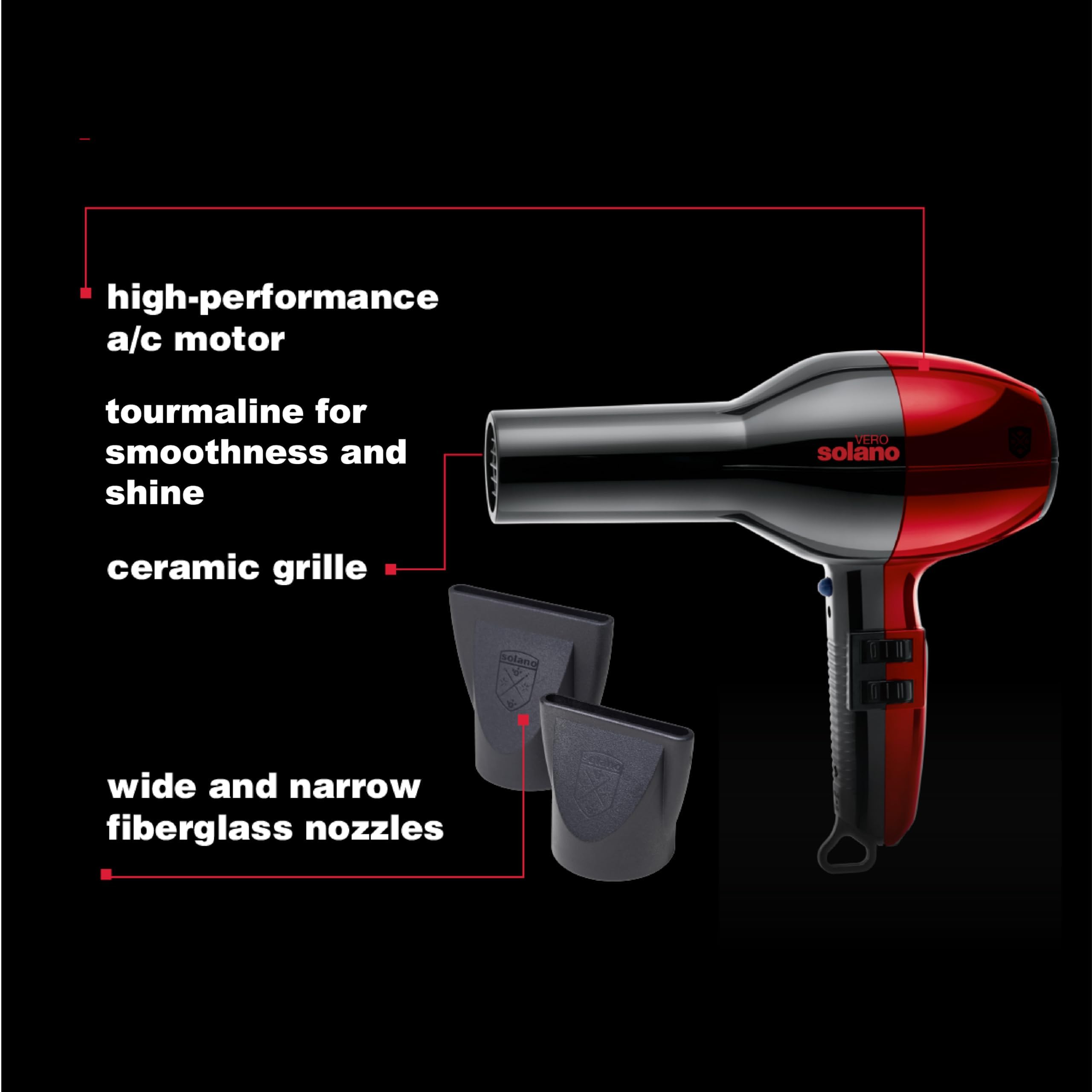 Amazon.com : Solano Vero Rosso Ceramic Ionic Hair Dryer - Fast
