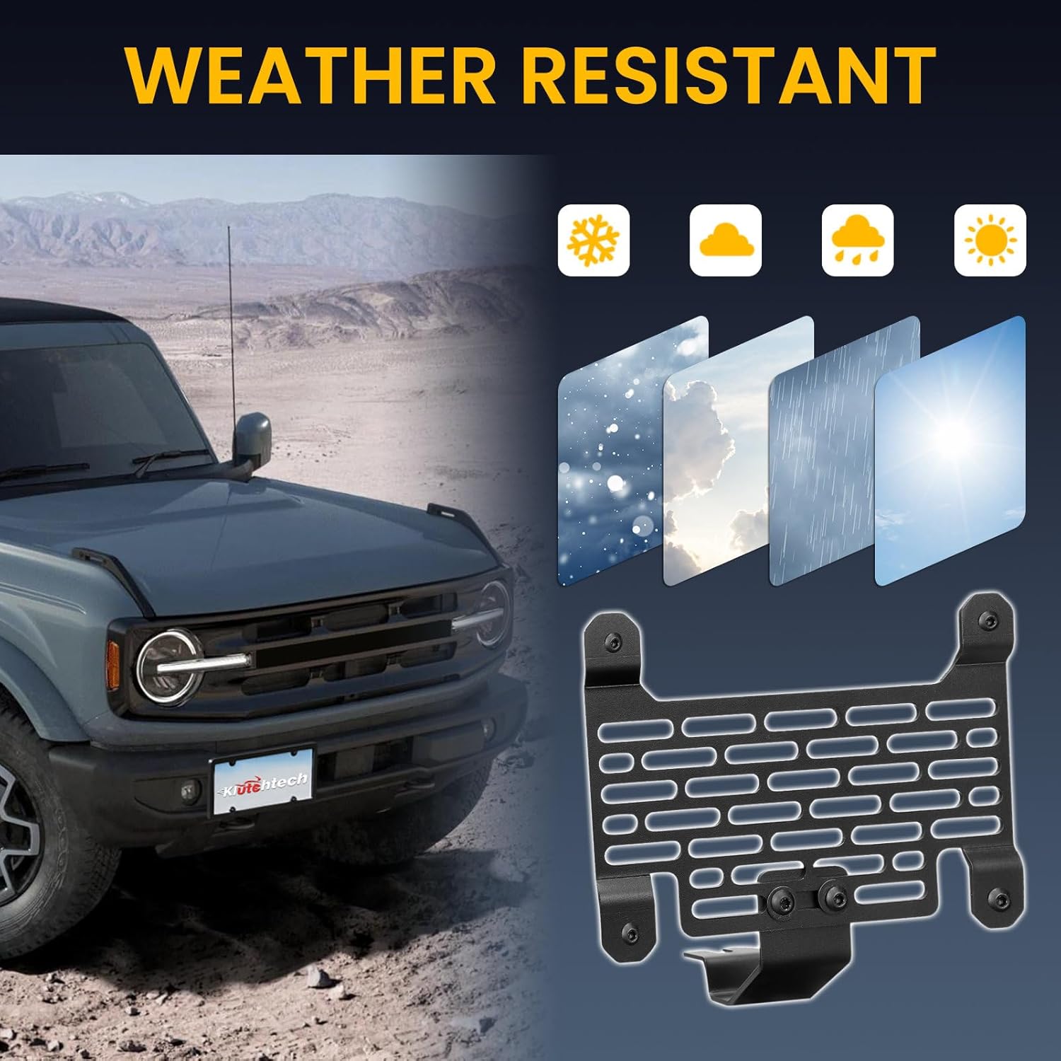 2021-2026 Bronco License Plate Holder Mount Front License Plate Frame for Standard Plastic Bumper Compatible with Bronco Accessories 2026 2025 2024 6th Gen