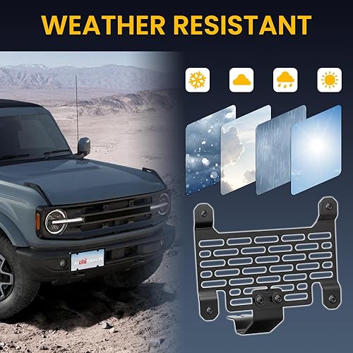 Miniatura 8 de Klutchtech Bronco 2021 2022 2023 - Soporte de matrícula frontal para parachoques de plástico estándar compatible con accesorios Ford Bronco de 6