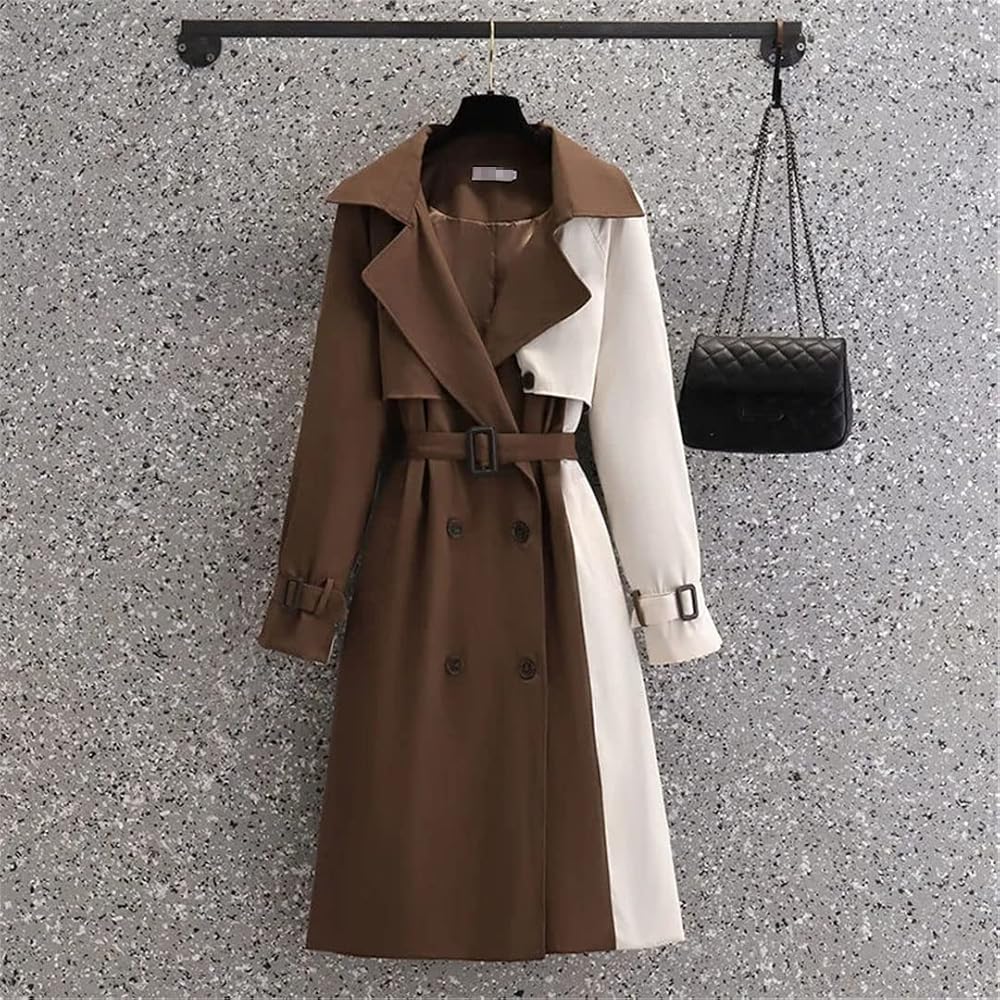 Desir et Raison trench coat ⋆ ⊹₊ ⋆ Autumn Mid-Length Trench Coat Women's Contrasting Color