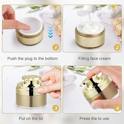 Miniatura 4 de 6 frascos de 1.0 fl oz con bomba de crema acrílica sin aire, dispensador de botella de loción al vacío, recipiente hidratante con bomba, botella de