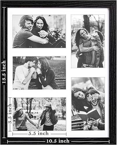 Miniatura 3 de eletecpro Marco de fotos de collage de 11 x 14 pulgadas con 2 alfombrillas diferentes, 5 fotos de 4 x 6 o 2 fotos de 5 x 7 con paspartú