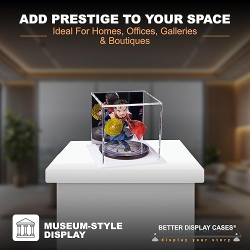 Vista 624 de Better Display Cases Versátil vitrina de acrílico transparente - Caja rectangular grande con base blanca 18" x 12" x 3" (BK09)